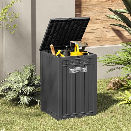 lhbgo package delivery box for outside, 48 gallon, front angle view