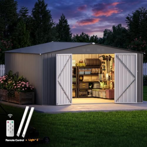 12 ft outdoor storage shed, heavy duty metal, close-up detail