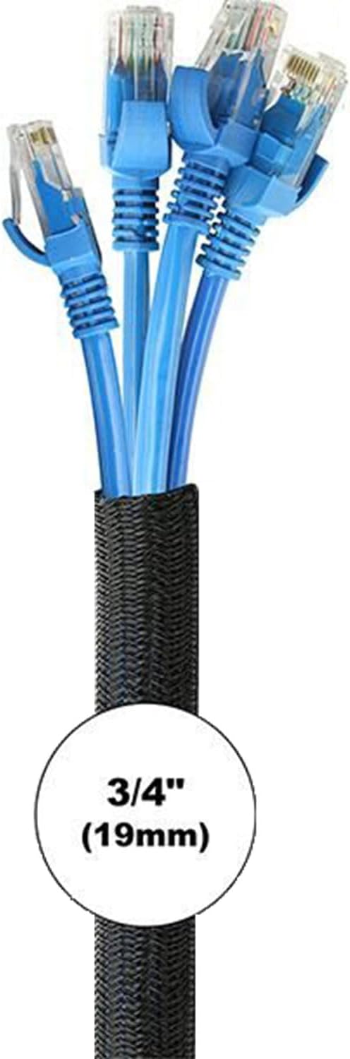 2pcs 5ft-3/4inch Black/White Cable Sleeve - Image 3