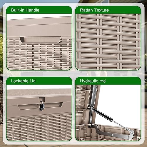 120gal outdoor storage box waterproof lockable deck box, close-up detail