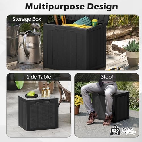 giantex 25 gallon outdoor storage box, patio deck showing dimensions