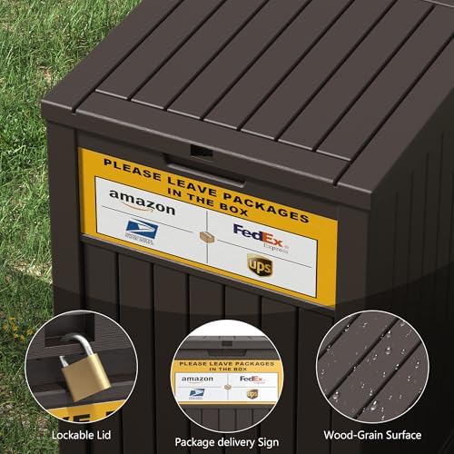 lhbgo package delivery box for outside with sign on a desk or shelf