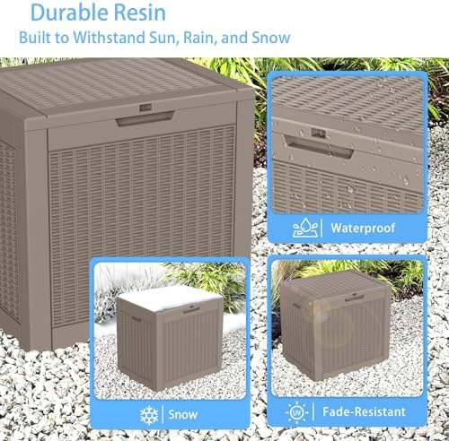 31 gallon deck box, lockable waterproof outdoor storage, package contents