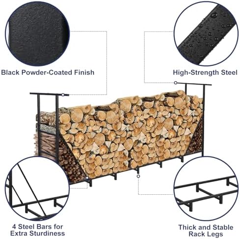 honest outfitters 8ft firewood rack outdoor, adjustable heavy, close-up detail