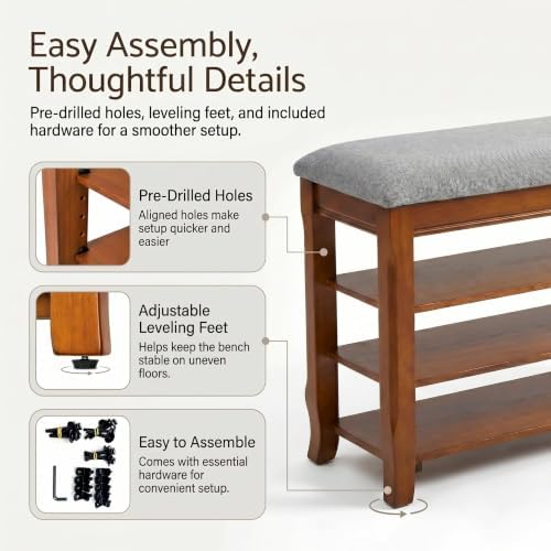 solid wood shoe rack bench with storage, flip-top on a desk or shelf