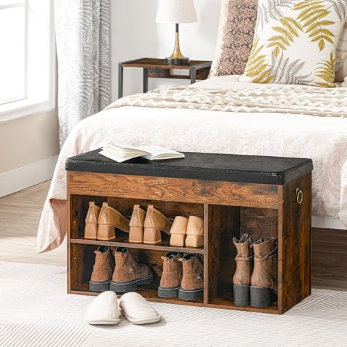 hoobro shoe storage bench with cushion, 32.3" entryway shown in use