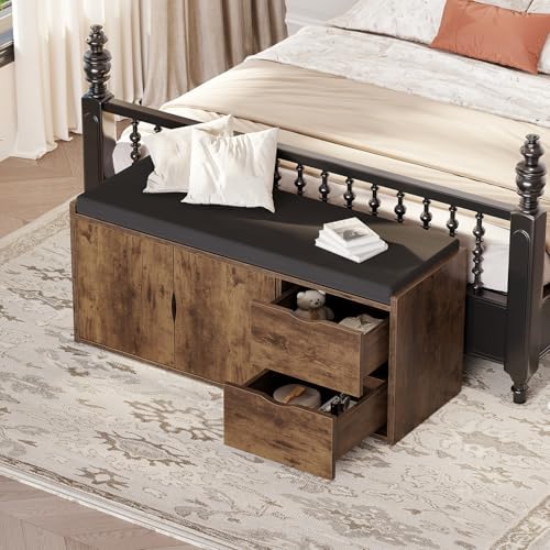 lvb entryway shoe bench, rustic storage bench with, front angle view