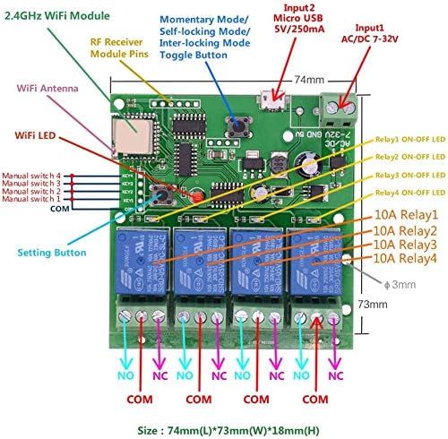 Newgoal WiFi Wireless Inching Relay Monentary/Self-Locking Switch Module DIY - Image 4