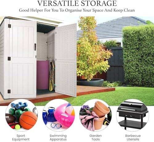 outdoor storage cabinet, 52 cu ft resin storage, package contents