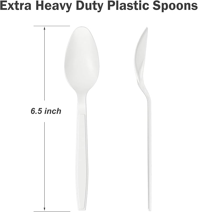 Dealusy 360 Count White Plastic Spoons Disposable, Heat Resistant, Solid and - Image 3