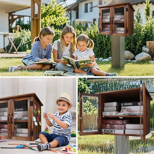 wonfulity library box outdoor,free library box little outdoor, close-up detail