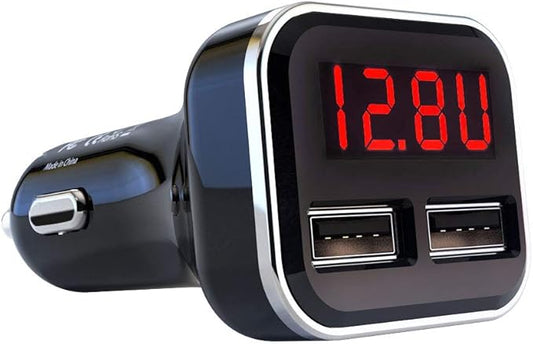Jebsens 4.8A 24W Dual USB Car Charger Volt Meter Car Battery Monitor by Jebsens