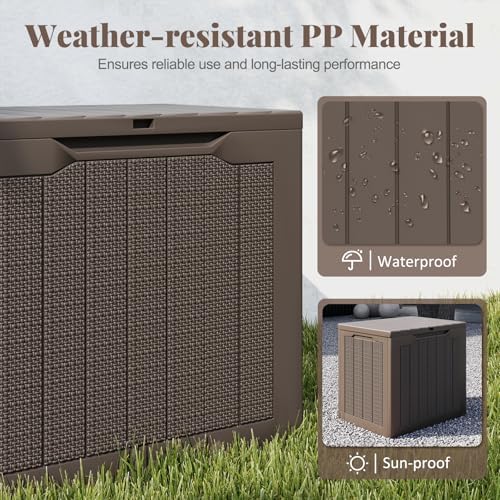 tangkula 30 gallon outdoor storage box with lockable, side view