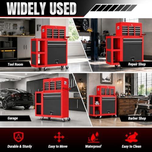 ldhthopi 8-drawer rolling tool chest, 3-in-1 modular tool, front angle view