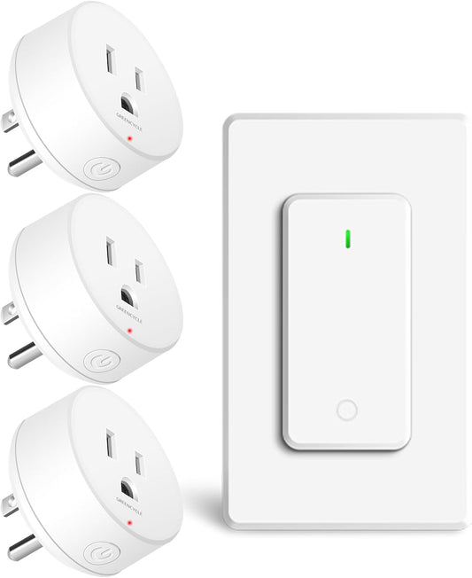 15 amp Plug with Remote, Wireless On/Off Light Switch Wall Mounted, TUV List