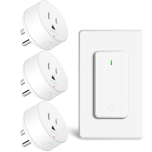 15 amp Plug with Remote, Wireless On/Off Light Switch Wall Mounted, TUV List by greencycle
