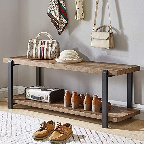 foluban entryway bench, industrial shoe storage bench for, close-up detail