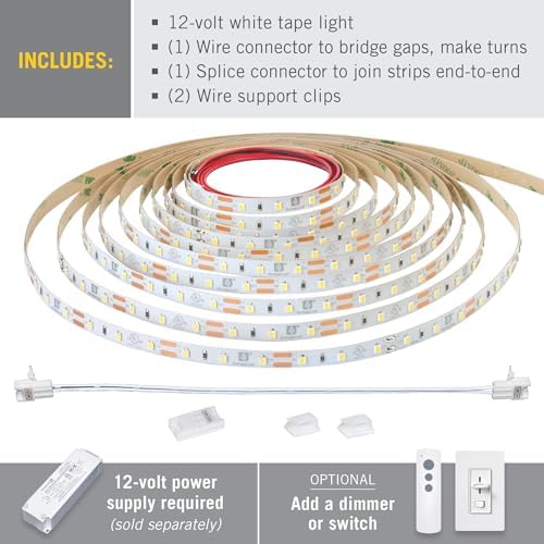 Armacost Lighting RibbonFlex Pro 12V White LED Strip Lights 60 LED/m, 3000K, 20 ft, 142240N