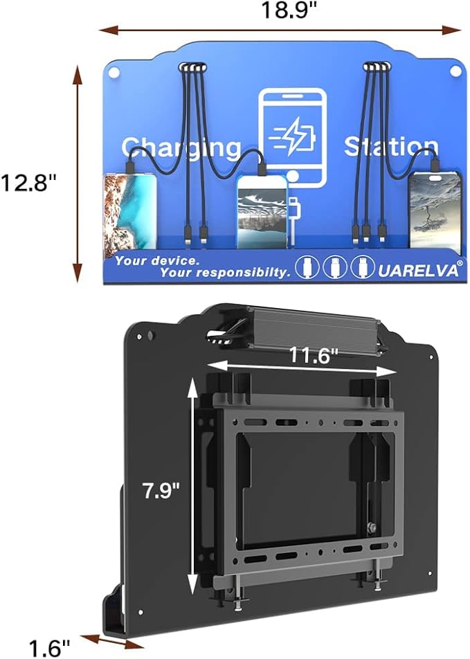 Wall Mounted Cell Phone Charging Station | 8 Ports High Speed Cables Charging - Image 2