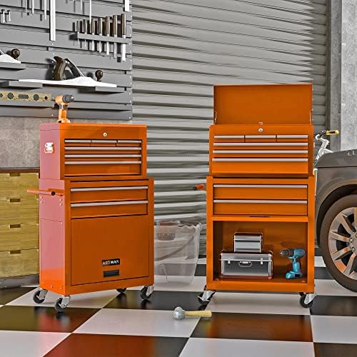 ryh 8 drawers rolling tool chests (orange, 8 shown in use