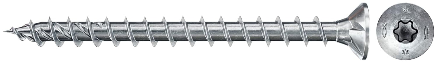 fischer 50 x Chipboard Screws Power-Fast II 5.0 x 70 Countersunk Head with Inner Star TX Fully Threaded Galvanised Blue Passivated (Item No. 670684)
