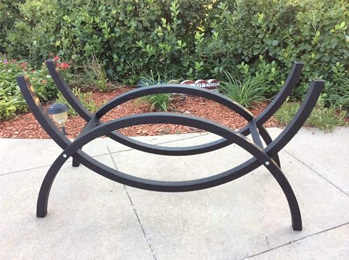 woodhaven black crescent firewood rack with cover (5 showing dimensions