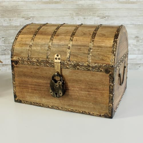 nautical cove antiqued finished wood treasure chest with on a desk or shelf