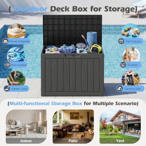 outdoor storage box waterproof, 45 gallon deck box, close-up detail
