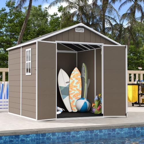 udpatio 8x8 ft resin storage shed, plastic outdoor, view 9