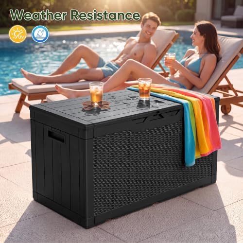 flamaker outdoor storage box 100 gallon waterproof resin, package contents