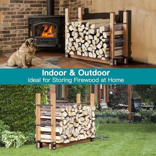 eibikdi firewood rack outdoor, black, set of 4 on a desk or shelf