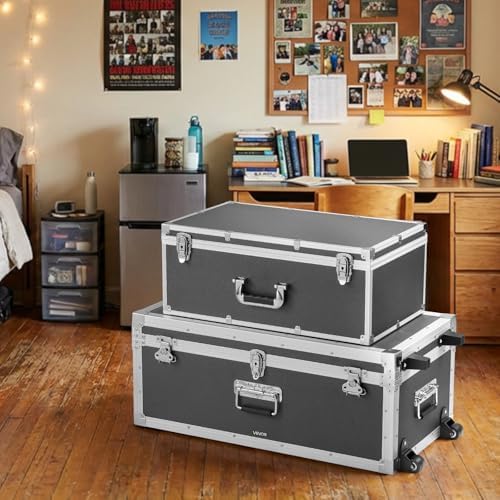 vevor storage trunk, set of 2, wooden suitcase, front angle view
