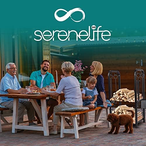 serenelife firewood storage rack - heavy duty wood, front angle view