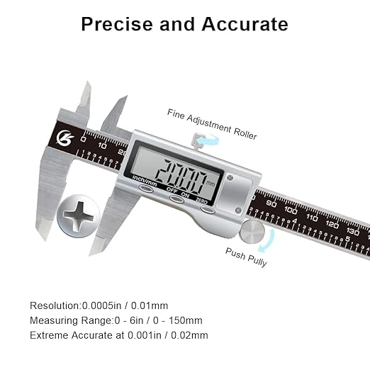 KETOTEK Digital Caliper 6 Inch Measuring Tool, Stainless Steel Electronic - Image 2