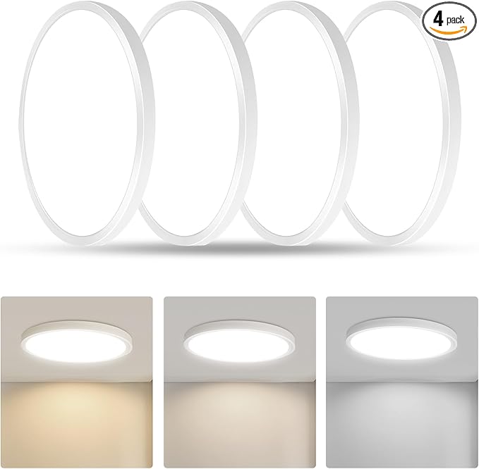 RLEDPZTX Led Flush Mount Ceiling Light, 9 Inch 18w 1860lm, 3000k/4000k/6000k by RLEDPZTX