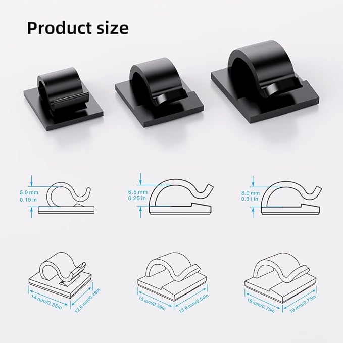 ITUGOU 100 PCS Adhesive Cable Clips Cord Organizer, Wire Holder - Image 3