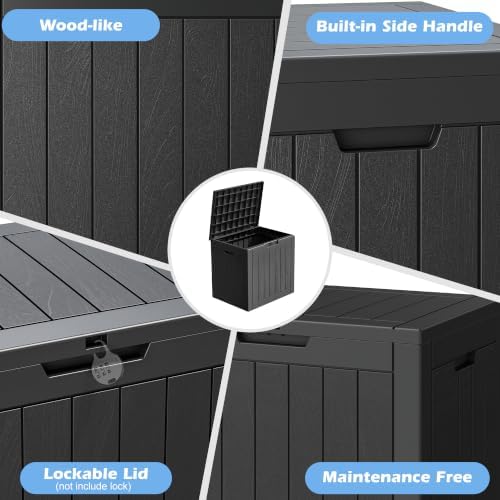 outdoor storage box waterproof, 32 gallon deck box showing dimensions