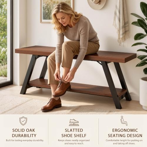 lvb industrial entryway bench with storage, wood and, close-up detail