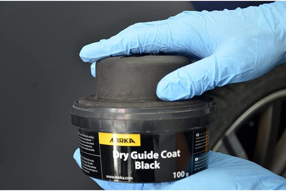 Mirka Dry Guide Coat Black, For Auto Body Sanding on Light Surfaces, 100g | Reveals Scratches, Pinholes and Low Spots in Primer & Filler; Flexible Applicator Applies Evenly with No Dry Time or Masking