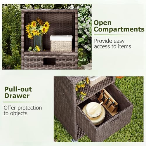 happygrill outdoor storage cabinet with wheels, pe rattan, package contents