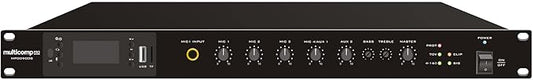 Class D Amplifier Mixer, 6 Input, 8 Ohm and 70V by MulticompPRO