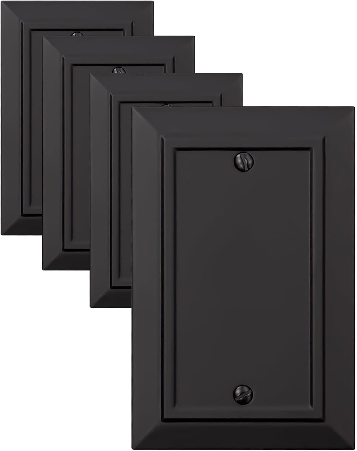 Classic Architecture Wall Plates,Light Switch covers, Electrical Outlet Covers, Duplex receptacle wall plates,Mid Size Bamboo Fiber Material Switch plates Matte Black (1 Gang Blank 4PK)