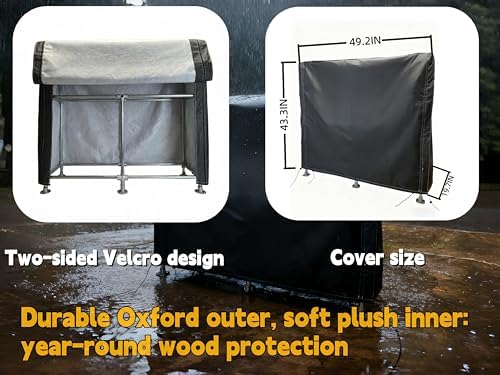 4ft heavy duty firewood rack outdoor with cover,2-tier,6, front angle view