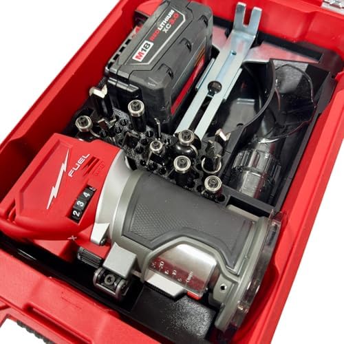 m18 fuel compact router packout organizer with tool, close-up detail
