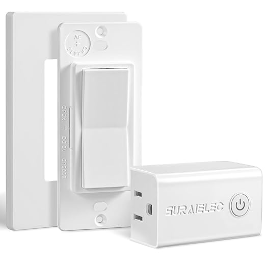 SURAIELEC Wireless Light Switch, Remote Control Outlet, Decorator Rocker Wall by SURAIELEC