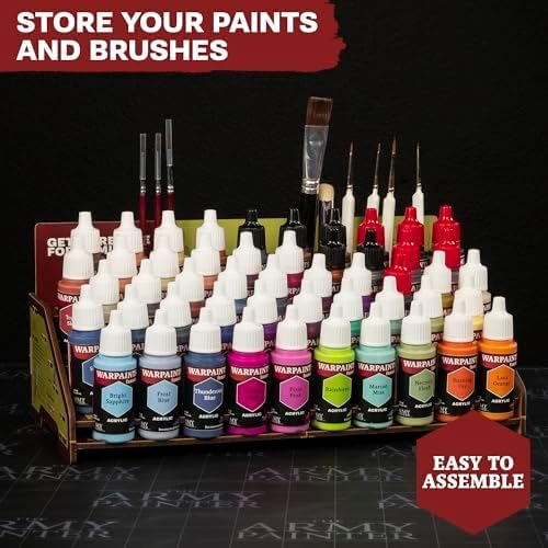 The Army Painter, Warpaints Fanatic Mega Set Combo, 50 x 18 ml | Painting Set incl. Skin Tones, Metallics, Effects, Washes, 1 Free Paint Station & 2 Brushes - Model Paint for Warhammer & Dnd