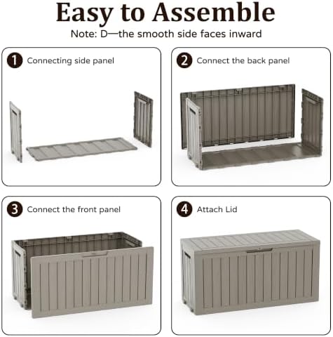 outdoor storage box,120 gallon lockable deck box with, package contents