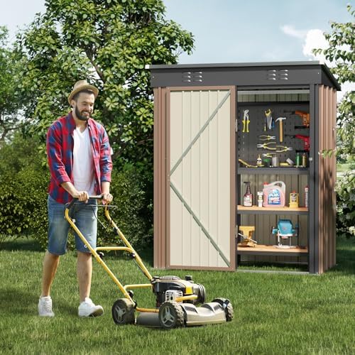 bealife 5' x 3' outdoor storage shed, metal shown in use