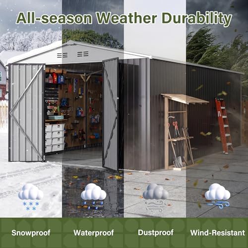 polar aurora 10x16 outdoor storage metal shed with, side view