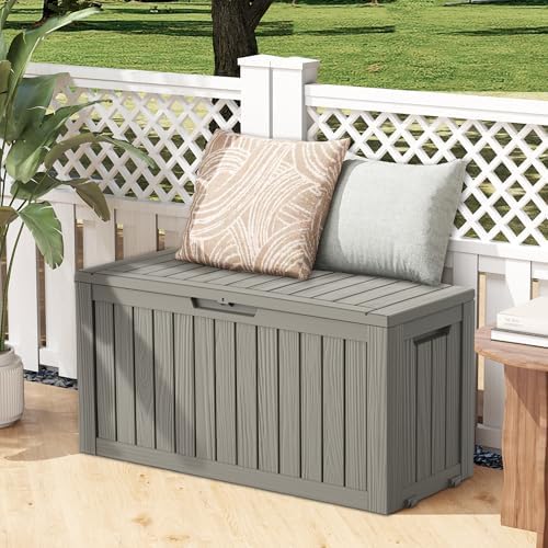 outdoor deck storage box, 75 gallon deck box,lockable on a desk or shelf